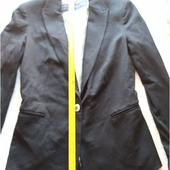 Zara Basic Soft Stretch Jersey 2 Pocket Blazer Black Size XS - Picture 3 of 10